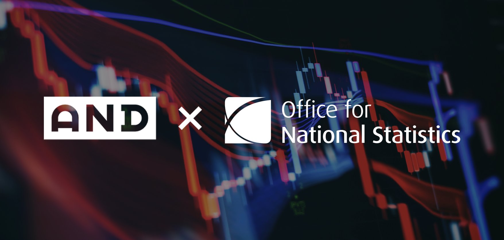 ONS and AND Digital logos, on a background of digital graphs
