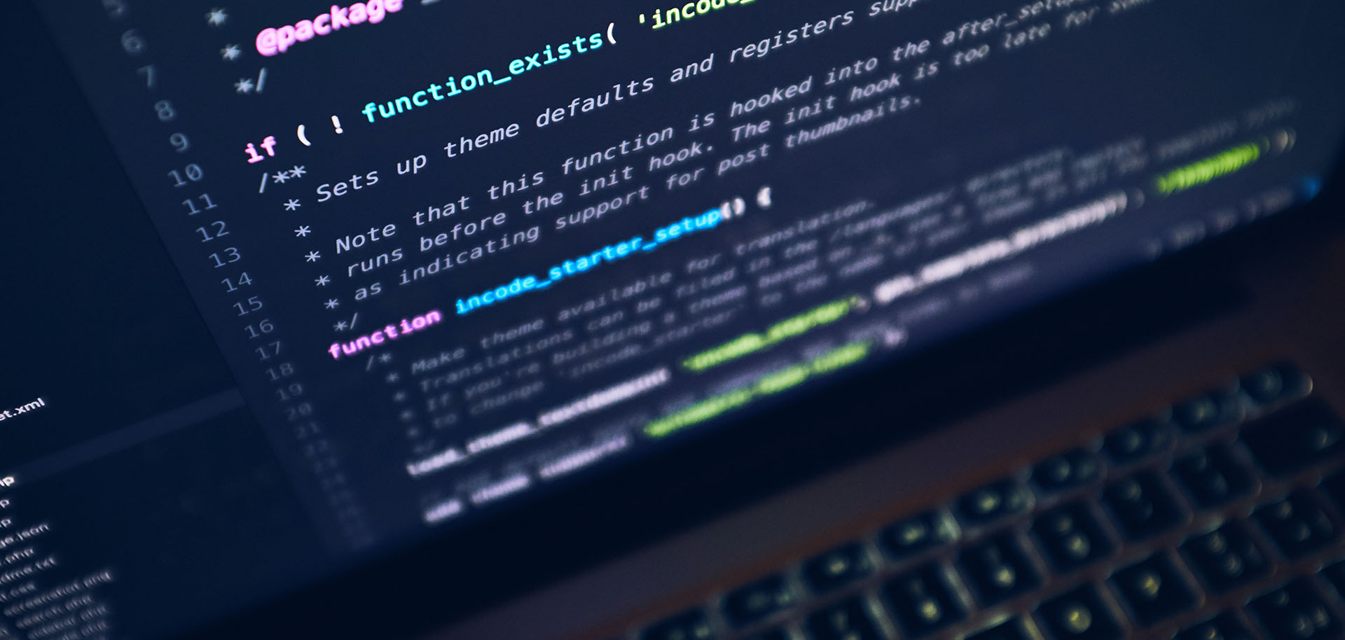 A close-up of a laptop screen displaying code